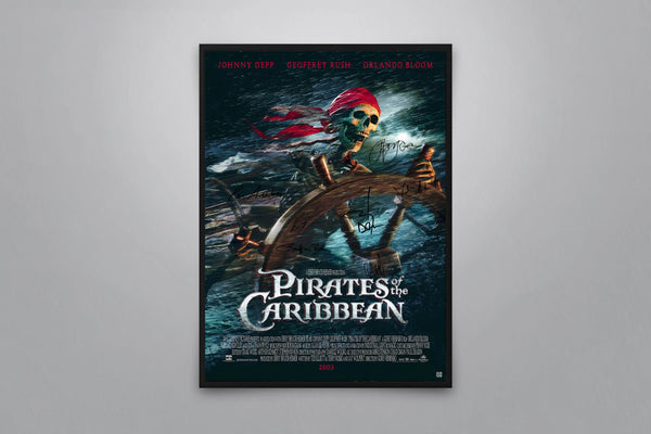 Pirates of the Caribbean The Curse of the Black Pearl Signed Poster with COA