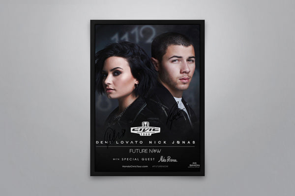 Demi Lovato and Nick Jonas Signed Poster with COA